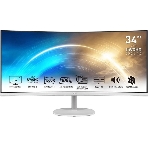 Монитор 34' MSI Pro MP341CQW VA 3440x1440, 100 Гц, 1 мс, 21:9, 300 кд/м2, 2xHDMI, 1xDP, изогнутый, белый, фото 1