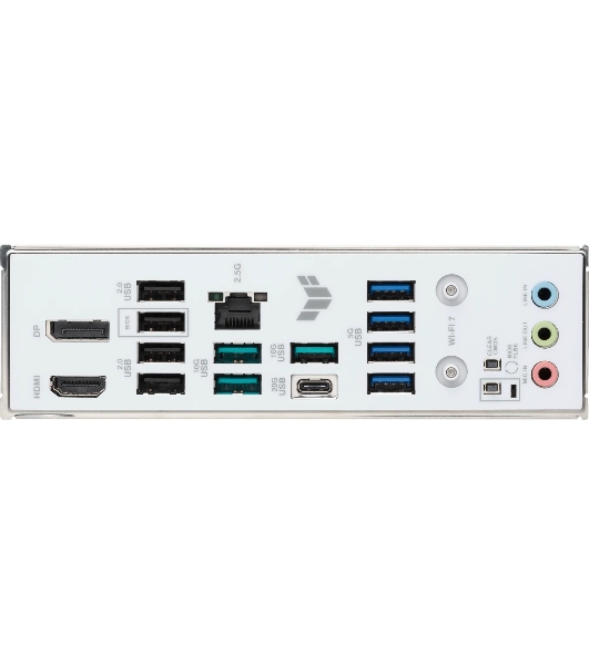 Материнская плата Asus TUF GAMING B850M-PLUS WIFI7 W, AM5, AMD B850, 4xDDR5, 4xSATA, 3xM.2, 1xPCIe 5.0 x16, 1xPCIe 3.0 x1, 1xDP, 1xHDMI, 1x2.5Gb LAN, Wi-Fi 7, Bluetooth 5.4, 1xUSB-C 20Gbps, 3xUSB-A 10Gbps, 4xUSB-A 5Gbps, 4xUSB-A 2.0, 5x3.5 мм, 7.1, mATX