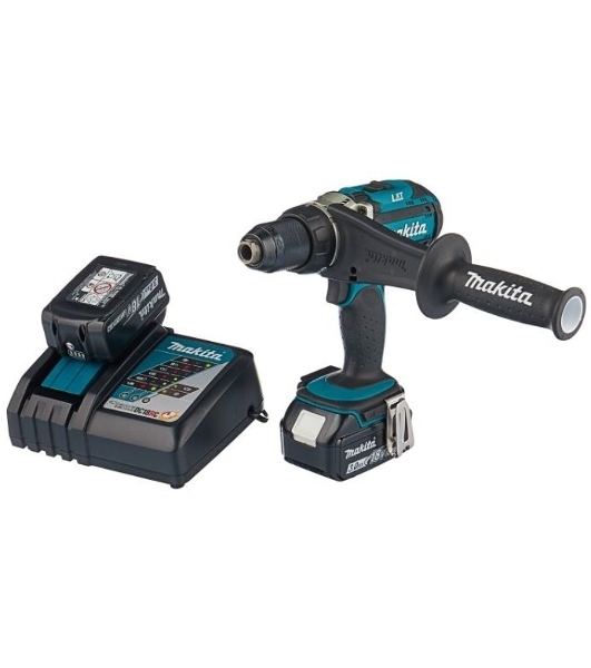 Дрель Makita DDF451RFE аккумуляторная DDF451RFE 18В,2х3Ач Li-ion,БЗП-13мм,0-300\600\1700об\м,80\40Нм,2.1кг,чем