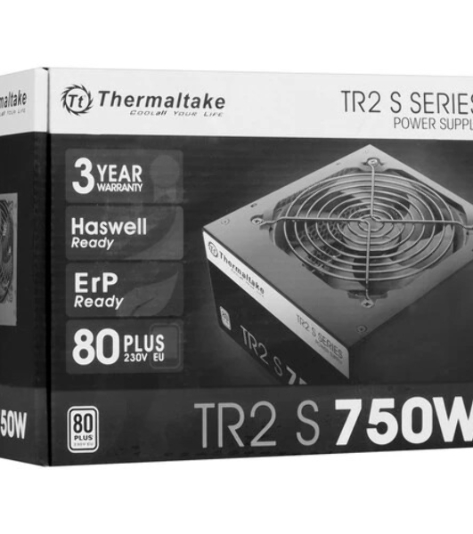 Блок питания Thermaltake ATX TR2 S, 750Вт, 80 PLUS WHITE, 120мм, черный
