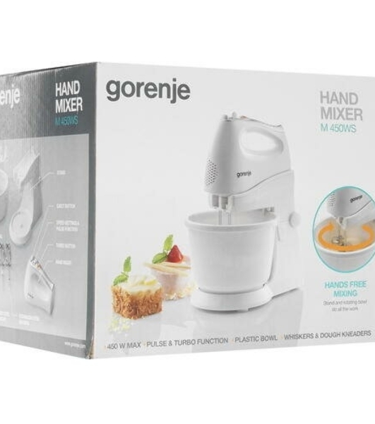 Миксер Gorenje M450WS, 450 Вт,, 5 скоростей, белый