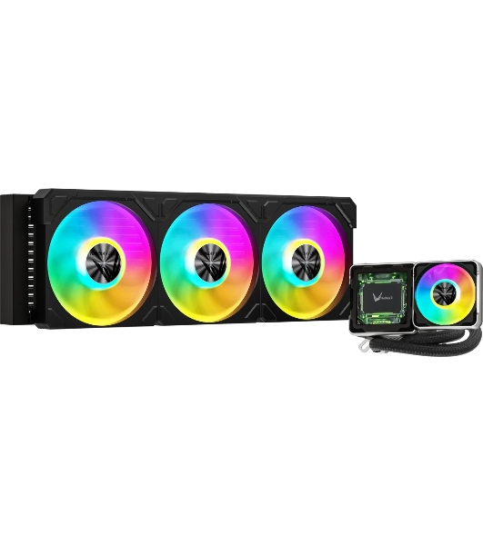 Система жидкостного охлаждения Formula V Line Cryo Wing Digi 360 BK, 360мм, LCD 2.73', 3x120мм, ARGB fans, LGA115X/1200/1700/1851/1366/2011/2066, AM3/AM4/AM5/Ryzen3/Ryzen5/Ryzen7/Threadripper/RT4