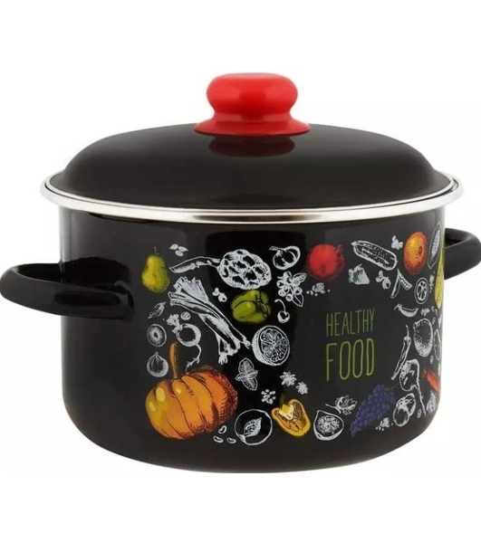 Кастрюля Appetite 1RD221М Healthy food с крышкой, эмалированная сталь 5,5 л