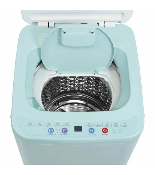 Стиральная машина Willmark WMA-451GH бирюзовый, загрузка вертикальная 3.5 кг, 800 об/мин