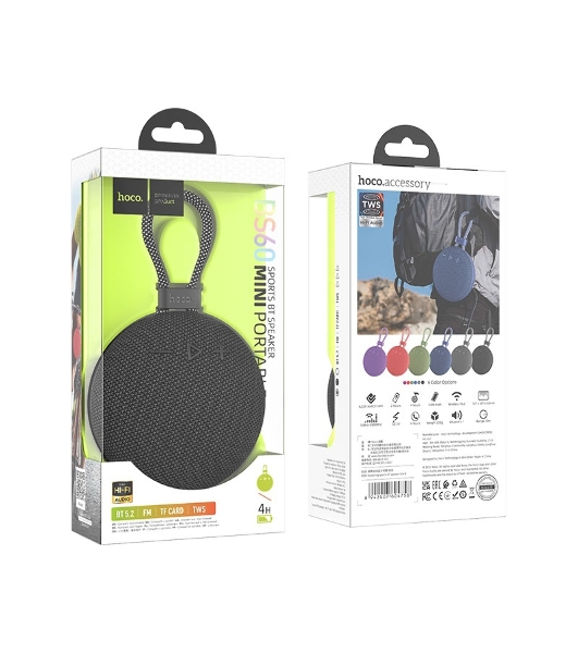 Портативная колонка круглая HOCO BS60, черный