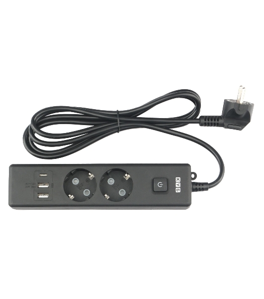 Бытовой удлинитель PowerCube, 2 р с/з вык.,3USB, 3500 Вт, 16А, 1.9 м, 3x1,0 черный PC-5B-2M