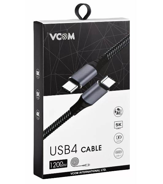 Кабель Thunderbolt4/USB4 Type-C, 5K@60Hz, 40Gbps, PD 100W, 5A, VCOM, 1.2м CU540M-1.2M