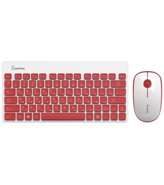 Комплект клавиатура+мышь Smartbuy 220349AG беспроводной, USB, 1600 DPI, белый/красный