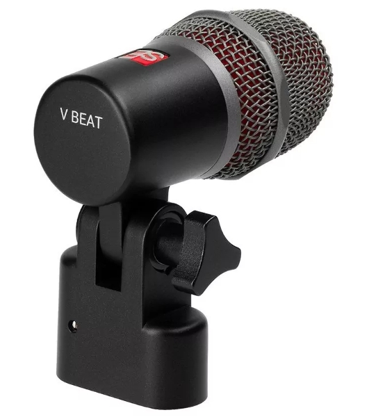 Микрофон динамический sE Electronics V BEAT инструментальный, для малых барабанов и томов, 30 Гц 19 кГц, суперкардиоида, комплектация: резьбовой адаптер, чехол на молнии, ветрозащита, гайка с накаткой для надежной фиксации микрофона