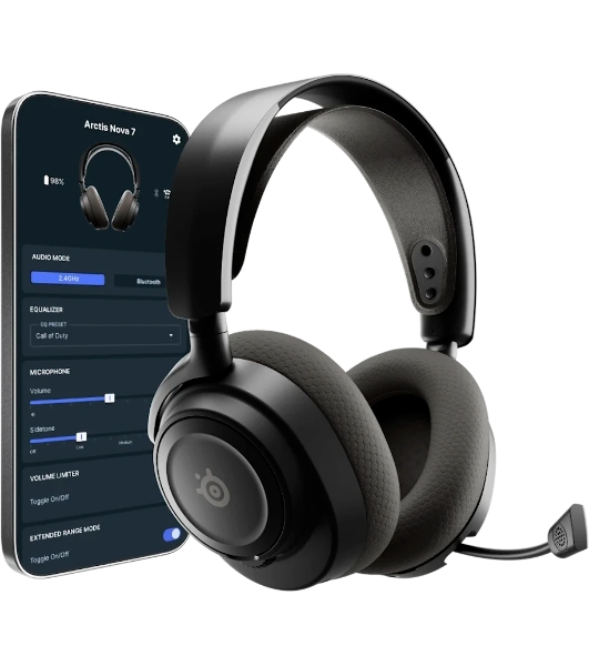 Гарнитура SteelSeries Arctis Nova 7 Wireless Gen 2 чёрный, беспроводная, радиоканал, до 50 ч, совместимость с PS5