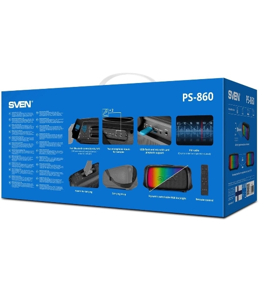 Портативная колонка SVEN PS-860 черный 100W 1.0 BT/3.5Jack 5400mAh
