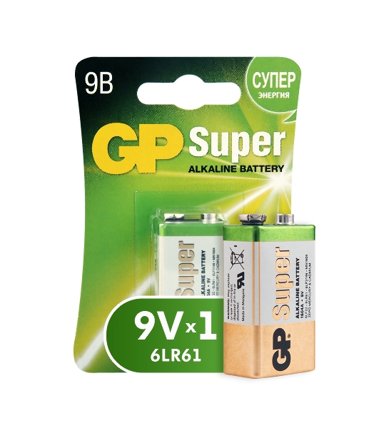 Алкалиновая батарейка GP Super Alkaline G-Tech 9V Крона - 1 шт. на блистере (1 шт.)
