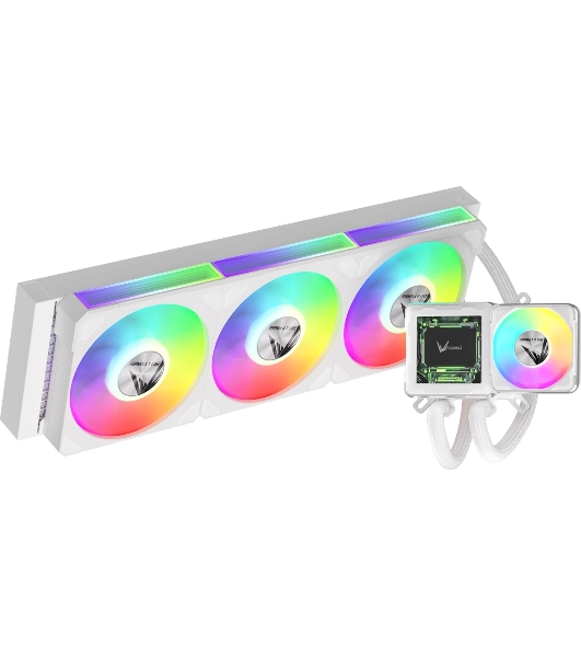 Система жидкостного охлаждения Formula V Line Cryo Wing Digi 360 WH, 360мм, LCD 2.73', 3x120мм, ARGB fans, LGA115X/1200/1700/1851/1366/2011/2066, AM3/AM4/AM5/Ryzen3/Ryzen5/Ryzen7/Threadripper/RT4