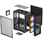 Компьютерный корпус Deepcool MATREXX 55 MESH V4 без БП, боковое окно (закаленное стекло), 3xARGB LED 140мм вентилятора спереди, 1xARGB LED 120мм вентилятор сзади, черный, ATX, фото2