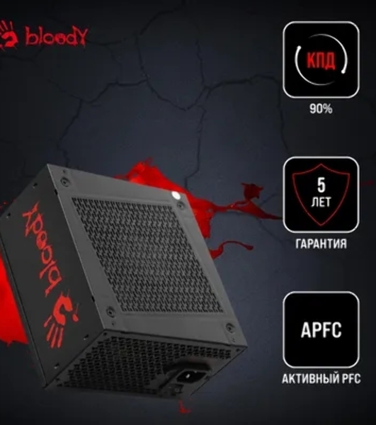 Блок питания Bloody BD-PS1000G, 1000Вт, 80 PLUS Gold, 140мм, модульный, черный