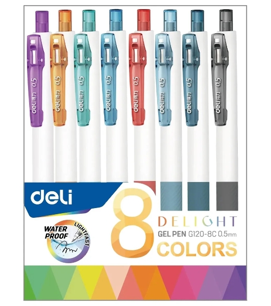 Набор ручек гелевых Deli Delight EG120-8C (8шт), 8 цветов