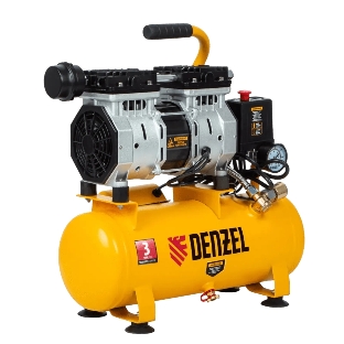 Компрессор Denzel DLS650/10 безмаслянный малошумный 650 Вт, 120 л/мин,ресивер 10 л