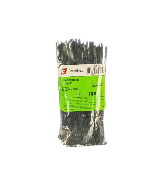 Нейлоновые стяжки Fortisflex КСС 8х300 черный 100 штук