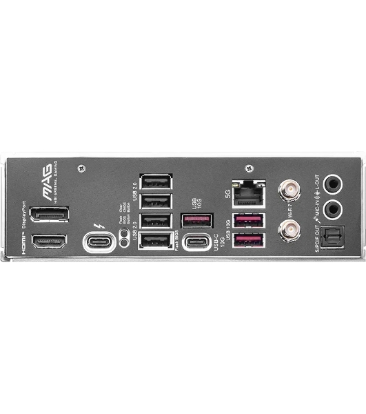 Материнская плата MSI MAG B860M MORTAR WIFI, LGA 1851, Intel B860, 4xDDR5 (до 256 ГБ), 4xSATA, 3xM.2 (1xPCIe 5.0, 2xPCIe 4.0), 1xPCIe 5.0 x16, 1xPCIe 4.0 x4, 1xHDMI, 1xDP, 1x5Gb LAN, Wi-Fi 7, Bluetooth 5.4, 1xUSB-C 40Gbps (Thunderbolt 4), 1xUSB-C 10Gbps, 3xUSB-A 10Gbps, 4xUSB-A 2.0, 3x3.5 мм + S/PDIF оптический, 7.1, чёрный, mATX