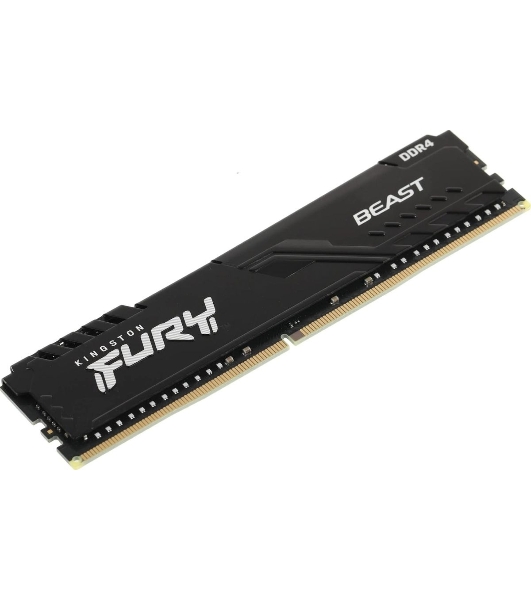 Оперативная память Kingston Fury Beast, DDR4, 16GB (1x16GB), 3200MHz, CL16, DIMM, с радиатором, черный