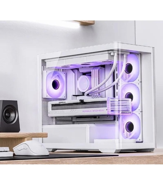 Корпус без блока питания JONSBO D300, Mini-Tower, TG, no fan, 2xUSB-A 3.2 + 1xUSB-C 3.2, mATX, mITX White