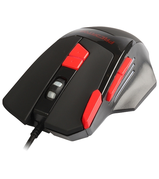 Мышь проводная Qumo Predator M80 черный, 3200 dpi, USB, кнопки - 8