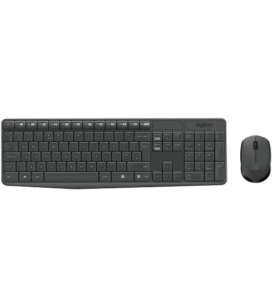Комплект клавиатура+мышь Logitech MK235 беспроводной, USB, 1000 DPI, серый ( неоригинальная гравировка)