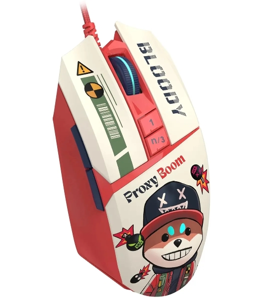Мышь проводная A4Tech Bloody W63 Max Proxy Boom бежевый/красный, 12000 dpi, USB, кнопки - 9