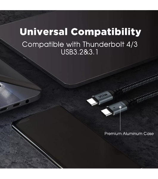 Кабель Thunderbolt4/USB4 Type-C, 5K@60Hz, 40Gbps, PD 100W, 5A, VCOM, 1.2м CU540M-1.2M