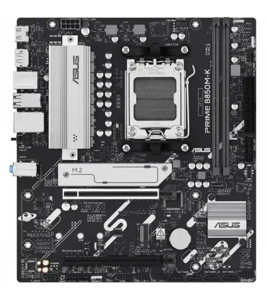 Материнская плата ASUS PRIME B850M-K, AM5, AMD B850, 2xDDR5, 4xSATA, 2xM.2, 1xPCIe 5.0 x16, 1xPCIe 4.0 x8, 1xDP, 1xHDMI, 1x2.5Gb LAN, 2xUSB-A 10Gbps, 2xUSB-A 5Gbps, 4xUSB-A 2.0, 1xPS/2, 3x3.5 мм, 7.1, mATX