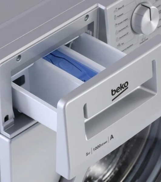 Стиральная машина Beko WRS 55P1 BSS серебристый, загрузка фронтальная 5 кг, 1000 об/мин., класс: А