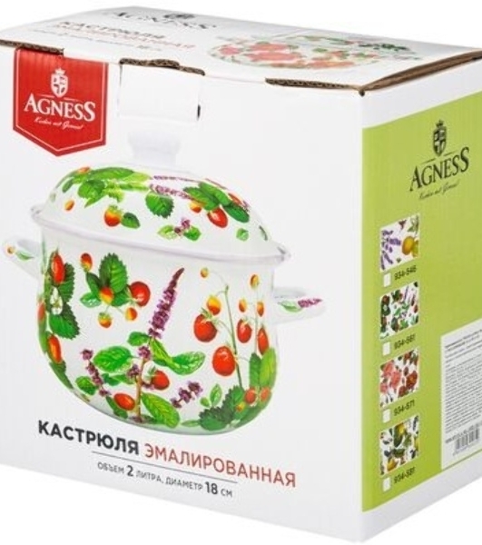 Кастрюля эмалированная AGNESS 934-561 ФРУКТОВАЯ КОРЗИНА 2.0 л