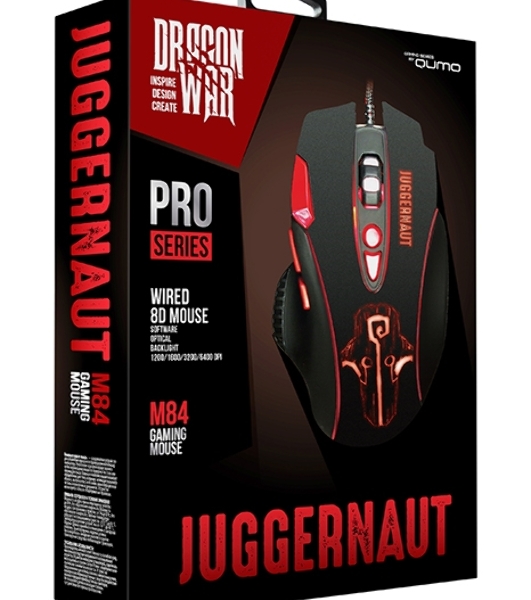 Мышь проводная Qumo PRO Series Juggernaut M84 черный, 6400 dpi, USB, кнопки - 8