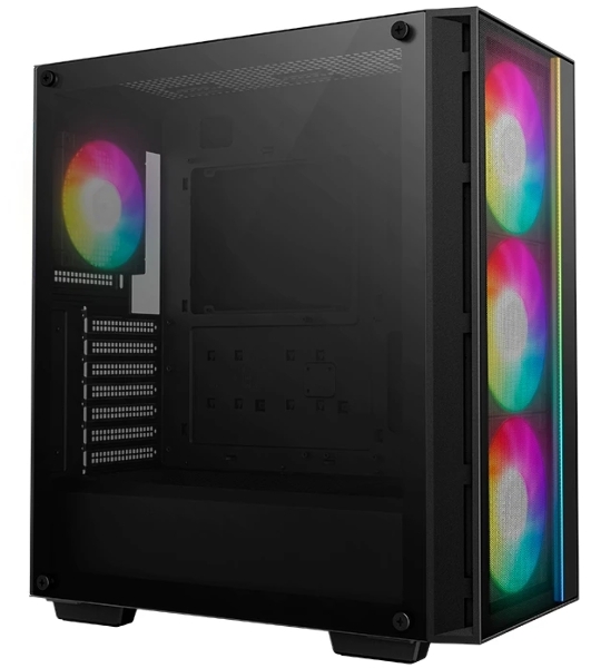 Компьютерный корпус Deepcool MATREXX 55 MESH V4 без БП, боковое окно (закаленное стекло), 3xARGB LED 140мм вентилятора спереди, 1xARGB LED 120мм вентилятор сзади, черный, ATX