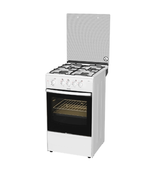Плита газовая Darina 1B GM 341 107 W белый/черный, конфорок 4 шт, духовка 50 л, 50 см x 85 см x 56 см