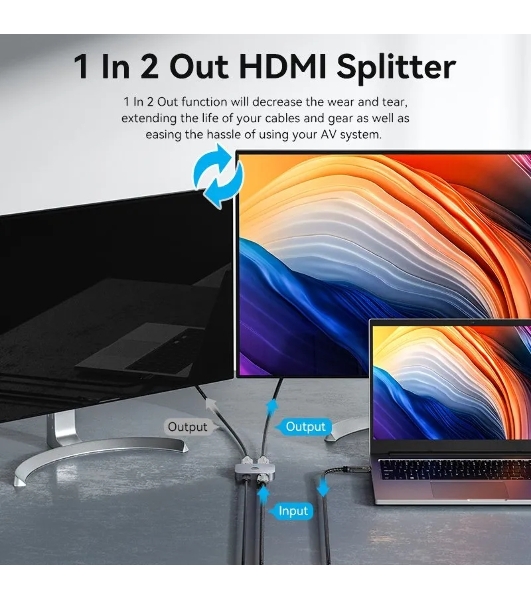 Переключатель - разветвитель Vention HDMI v2.1 двунаправленный 2x1/1x2
