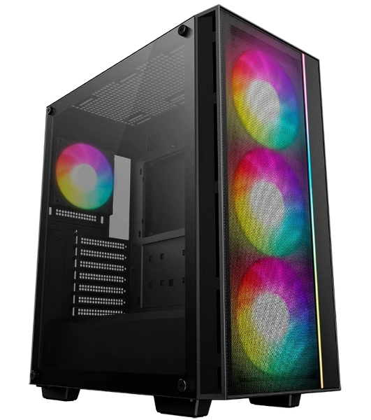 Компьютерный корпус Deepcool MATREXX 55 MESH V4 без БП, боковое окно (закаленное стекло), 3xARGB LED 140мм вентилятора спереди, 1xARGB LED 120мм вентилятор сзади, черный, ATX