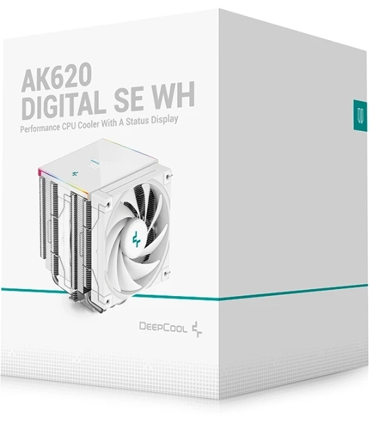 Кулер для процессора DEEPCOOL AK620 DIGITAL SE WH LGA20XX/1700/1200/115X/AM5/AM4 (9шт/кор, TDP 260W, PWM, DUAL Fan 120мм, 6 тепл. трубок, ARGb, белый) RET (R-AK620-WHADMN-GJD)