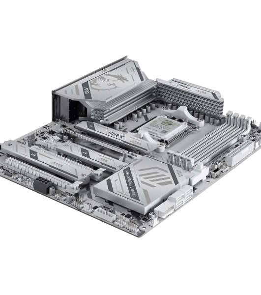 Материнская плата MSI MAG X870E GAMING PLUS MAX WIFI, AM5, AMD X870E, 4xDDR5 (до 256 ГБ), 4xSATA, 3xM.2 (1xPCIe 5.0, 2xPCIe 4.0), 1xPCIe 5.0 x16, 1xPCIe 4.0 x16, 1xPCIe 3.0 x16, 1xPCIe x1, 1xHDMI, 1x5Gb LAN, Wi-Fi 7, Bluetooth 5.4, 1xUSB-C 40Gbps (USB4), 1xUSB-C 20Gbps, 2xUSB-A 10Gbps, 2xUSB-A 5Gbps, 4xUSB-A 2.0, 3x3.5 мм + S/PDIF оптический, 7.1, белый, ATX
