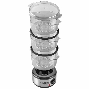 Пароварка Endever Vita-173 черный/стальной, 6 л, ярусы - 3, 800 Вт, механическое