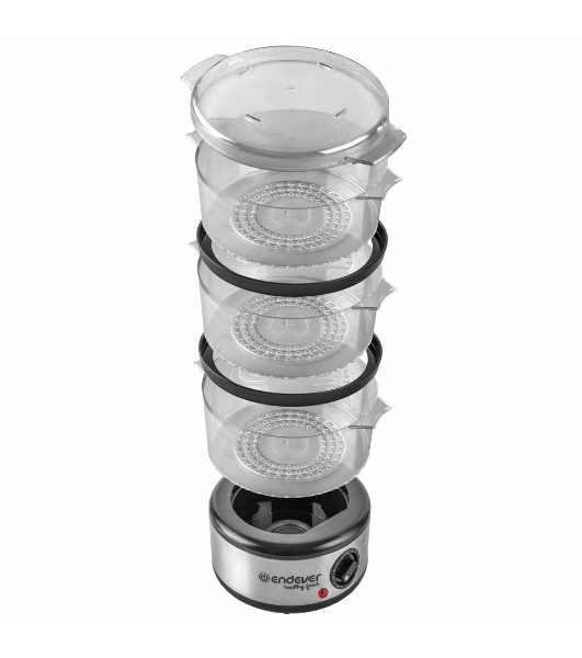 Пароварка Endever Vita-173 черный/стальной, 6 л, ярусы - 3, 800 Вт, механическое