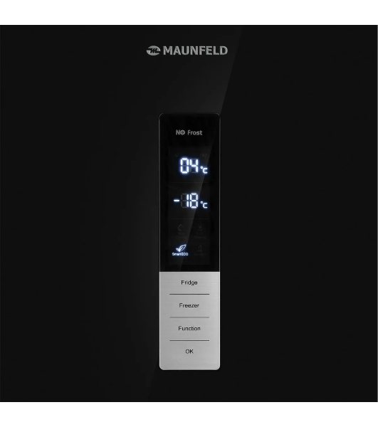 Холодильник Maunfeld MFF200NFBE черный, двухкамерный 271/106л морозилка снизу, No Frost