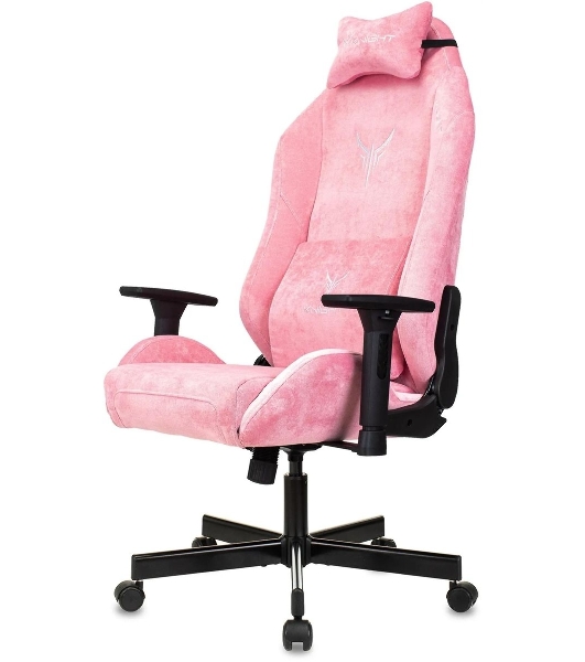 Кресло Knight N1 Fabric розовый, велюр, 120 кг, механизм качания