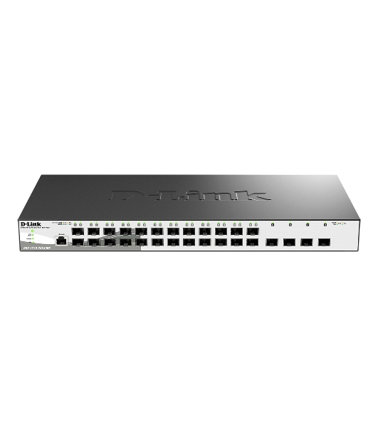 Коммутатор D-Link DGS-1210-28XS/ME/B2A, 24×1 Гбит/с SFP + 4×10 Гбит/с SFP+, настраиваемый