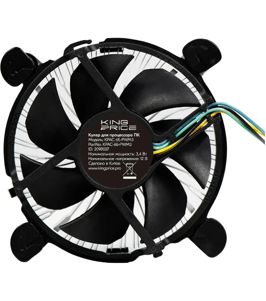 Кулер KingPrice KPAC-65-PWM3 92x92x25мм Soc-1200/1150/1151/1155 черный 4-pin 18-35dB Al 65W 140gr Ret