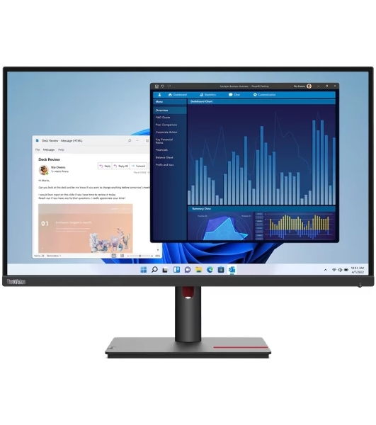 Монитор 27' Lenovo ThinkVision T27p-30 IPS 3840x2160, 60 Гц, 4 мс, 16:9, 350 кд/м², HDMI 2.0, DP 1.4, USB-C (90 Вт), 3.5 Jack, USB Hub (3x USB 3.2), RJ-45, черный