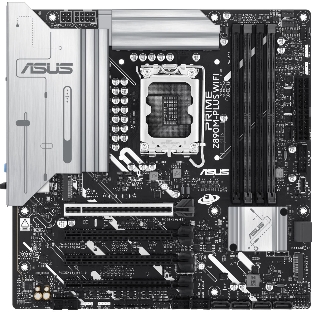 Материнская плата ASUS PRIME Z890M-PLUS WIFI, LGA 1851, Intel Z890, 4xDDR5, 6xSATA, 3xM.2, 1xPCIe 5.0 x16, 1xPCIe 4.0 x4, 2xPCIe 4.0 x1, 1xHDMI, 1xDP, 1x2.5Gb LAN, 2xUSB-A 2.0, 4xUSB-A 3.2 Gen 1, 1xUSB-A 3.2 Gen 2, 1xUSB-C 3.2 Gen 2x2, 3x3.5 мм, 7.1, mATX