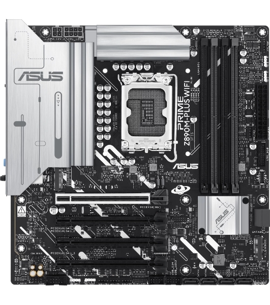 Материнская плата ASUS PRIME Z890M-PLUS WIFI, LGA 1851, Intel Z890, 4xDDR5, 6xSATA, 3xM.2, 1xPCIe 5.0 x16, 1xPCIe 4.0 x4, 2xPCIe 4.0 x1, 1xHDMI, 1xDP, 1x2.5Gb LAN, 2xUSB-A 2.0, 4xUSB-A 3.2 Gen 1, 1xUSB-A 3.2 Gen 2, 1xUSB-C 3.2 Gen 2x2, 3x3.5 мм, 7.1, mATX