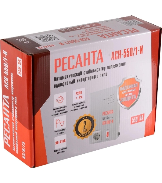 Стабилизатор напряжения Ресанта АСН-550/1-И 0.5кВА однофазный белый (63/6/75)