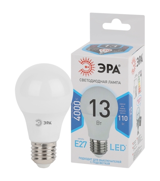 Лампа светодиодная ЭРА LED smd A60-13W-840-E27